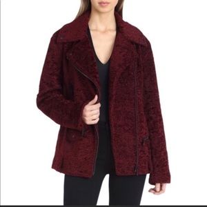 Avec les filles maroon fuzzy motor jacket